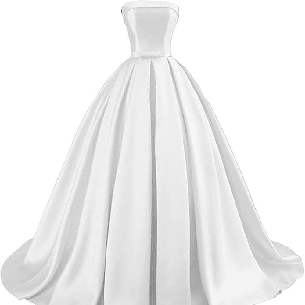 White Strapless Wedding Gown NWT, Size 16